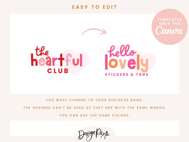 Heart Logo Design Editable Canva - Pink Red Logo With Hearts - Small ...