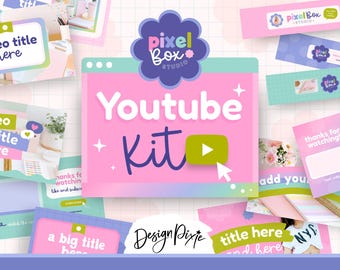 YouTube Branding Kit Canva - Banner Vorlagen - Bunte Video Miniaturen - Niedliches Channel Branding Kit - PB1 Design Pixie