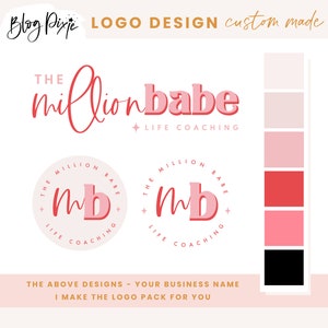 Design de logotipo ousado - Logotipo moderno - Logotipo Bright Coach - Logotipo de podcast - Kit de marca - Logotipo colorido - Marca rosa vermelha - MB01 - Blog Pixie