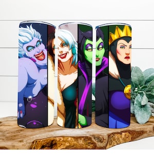Villians Ursula Cruella Maleficent Queen Grimhilde Tumbler (20oz Skinny)