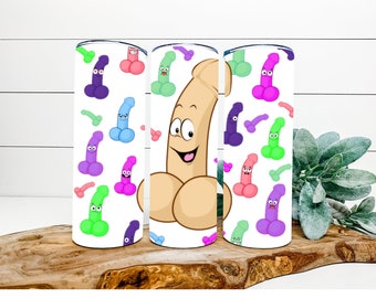 Funny/Mature Happy Dicks/Penis Vaso flaco de 20 oz