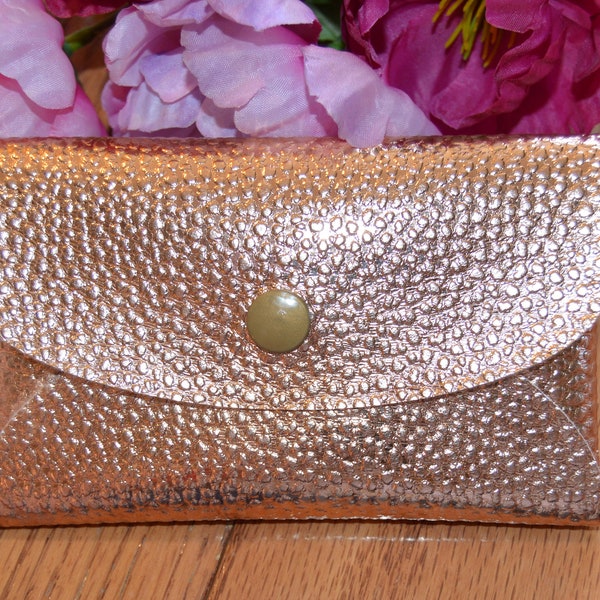 Textured Rose Gold Faux Leather Business Card/Credit Card/Change Purse