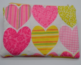 Bolsa con cremallera y estampado de corazón: bolsa forrada para guardar baratijas