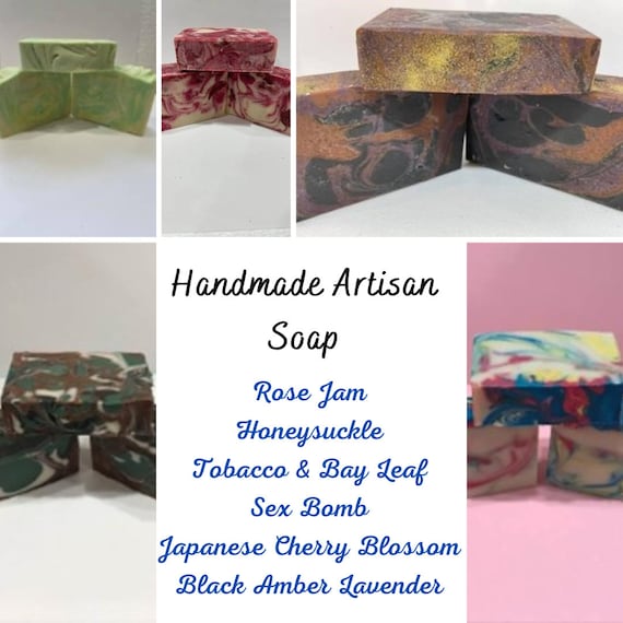 Handmade Artisan Soap: Rose Jam, Honeysuckle, Tobacco & Bay Leaf