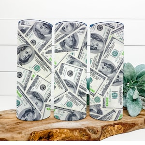 3D Money (100 Dollar Bills) 20oz Skinny Tumbler