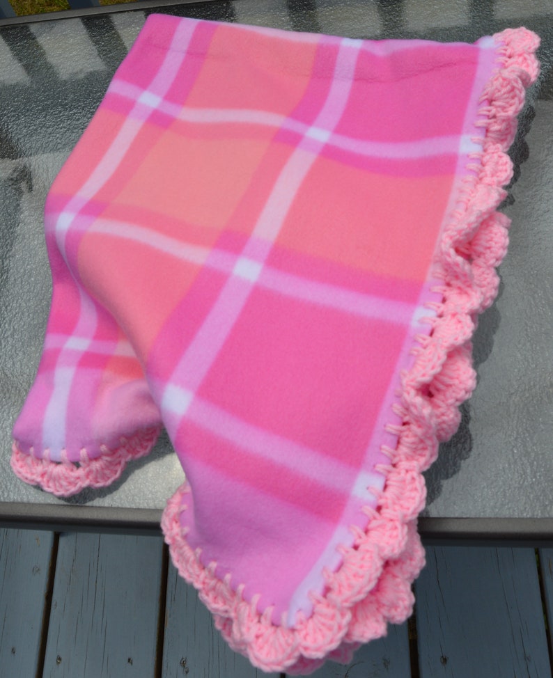 Pink Plaid Fleece Snuggle BlanketCar Seat BlanketStroller Blanket
