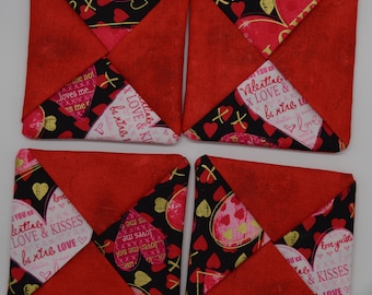Valentines Day Reversible Fabric Coasters (Set of 4)