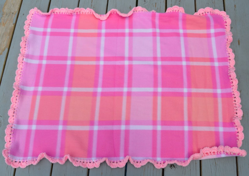 Pink Plaid Fleece Snuggle BlanketCar Seat BlanketStroller Blanket