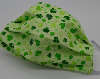 Green Lucky Shamrock Face Mask (Adult Size)