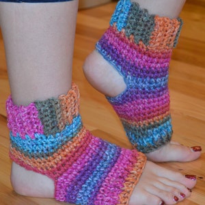 Classic Stripe Crocheted Yoga/Pilates/Dance/Pedicure/Flip Flop/Spa Socks (THICK-AVERAGE SIZE)