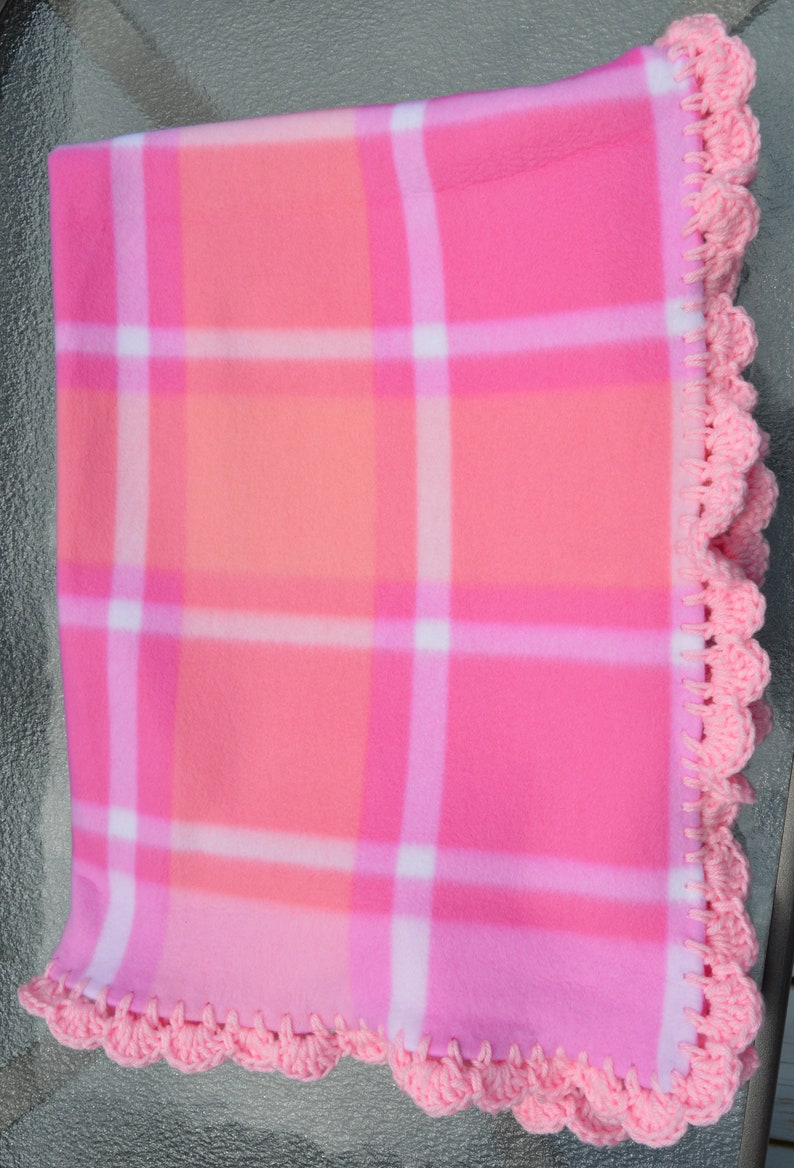 Pink Plaid Fleece Snuggle BlanketCar Seat BlanketStroller Blanket