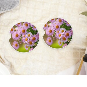 Pink Daisy Car Coasters  (Set of 2) NOT CERAMIC