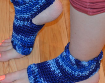 Tiefes Blau gehäkelt Yoga/Pilates/Tanz/Pediküre/Flip Flop/Spa Socken (dick-durchschnittliche Größe)