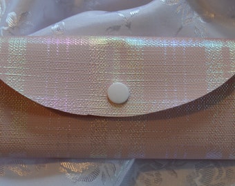 Pink Plaid Iridescent Faux Leather Glasses Case