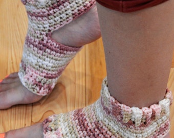 Rosenholz Gehäkelte Yoga/Pilates/Tanz/Pediküre/Flip Flop/Spa Socken (DICKE-DURCHSCHNITTSGRÖßE)