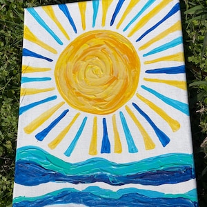 8” x 10” Sunny beach acrylic canvas art hand painted