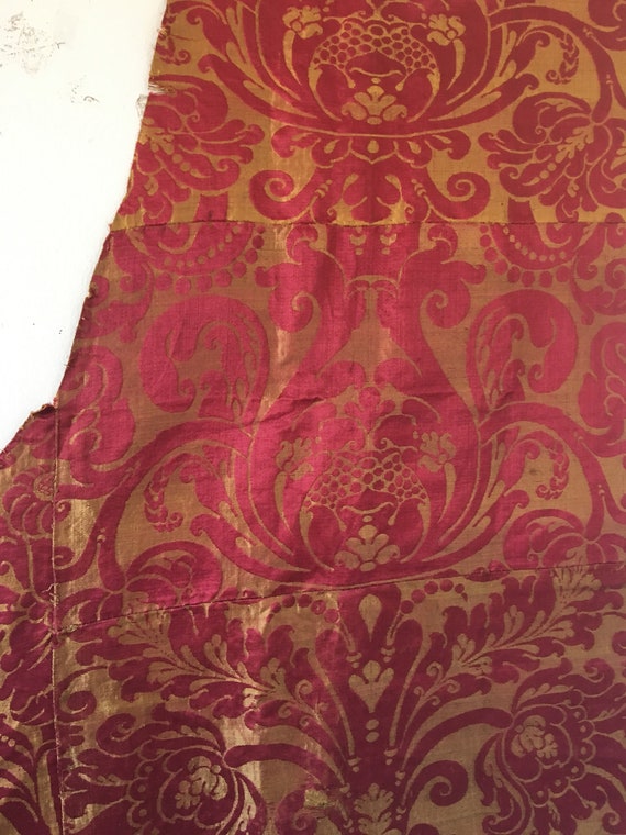 Beautiful Rare Italian Renaissance Silk Woven Damask Fabric Etsy