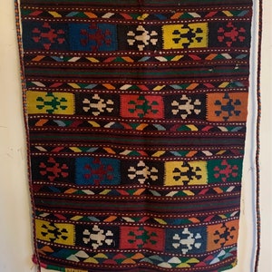 Beautiful Early 20th Century Turkish Hand Woven Wool Saddle Blanket 2207