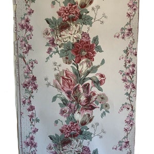 Bellissima carta da parati floreale a strisce Zuber francese del XIX secolo 3255