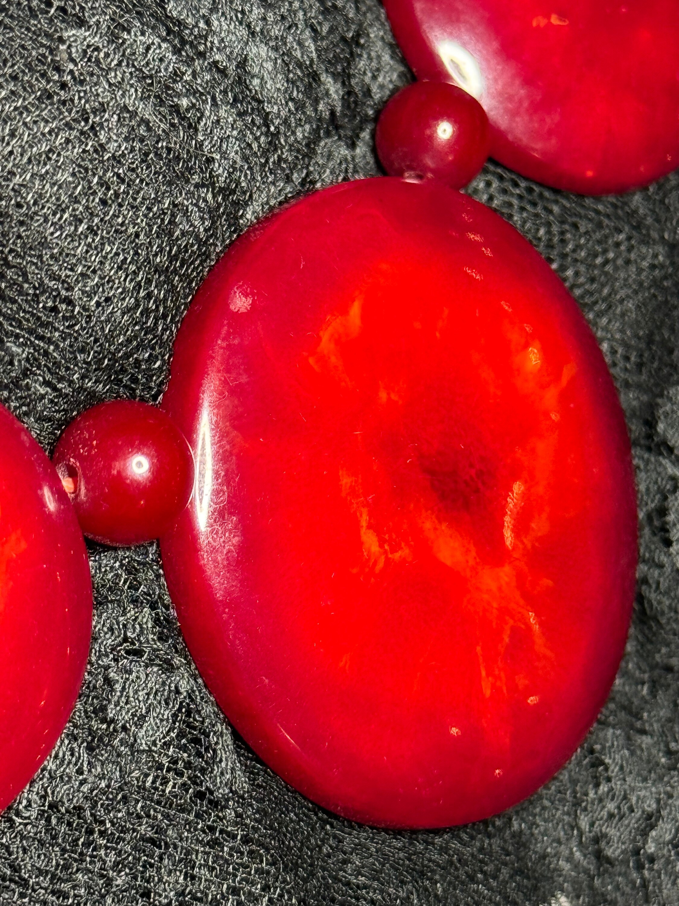 Vintage Deep Cherry Red Graduated Disc PARIS Necklace - Etsy