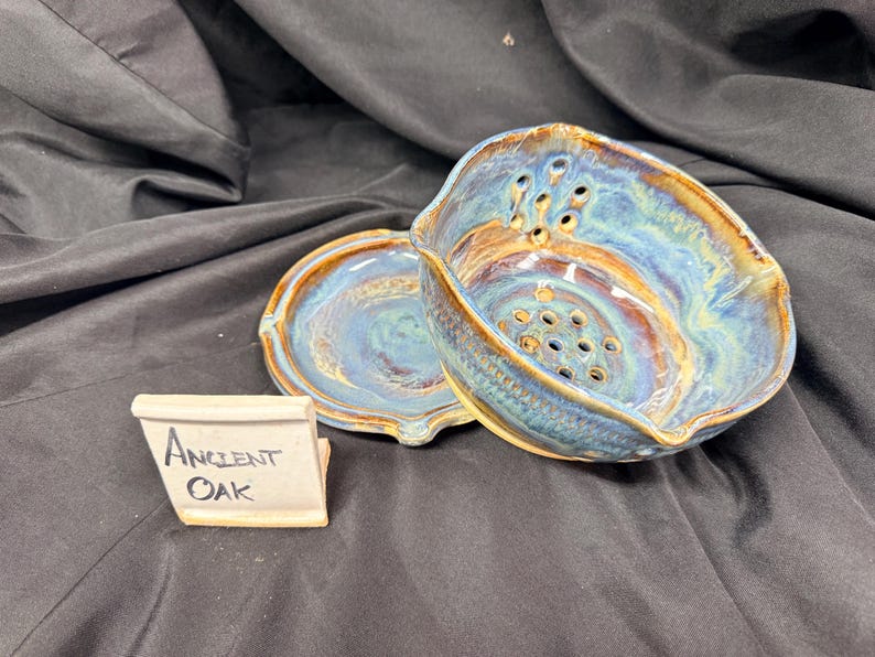 Bol para bayas, colador con plato opcional Ancient Oak w/plate