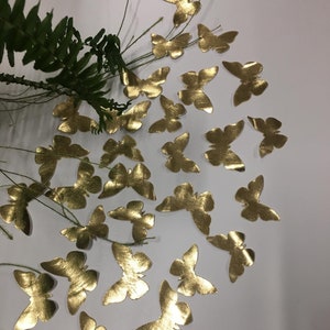 Stiffed fabric gold butterflies 10 pcs fabric butterfly wings Stiff flat BRIDAL FABRIC PETALS 3d embellishment Appliques Handmade wedding image 2