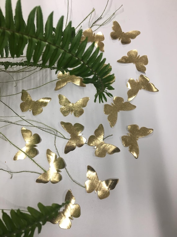 Stiffed fabric gold butterflies 10 pcs fabric butterfly wings Stiff flat BRIDAL FABRIC PETALS 3d embellishment Appliques Handmade wedding