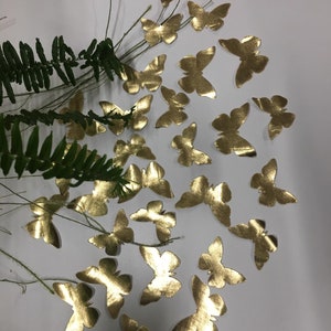 Stiffed fabric gold butterflies 10 pcs fabric butterfly wings Stiff flat BRIDAL FABRIC PETALS 3d embellishment Appliques Handmade wedding image 9