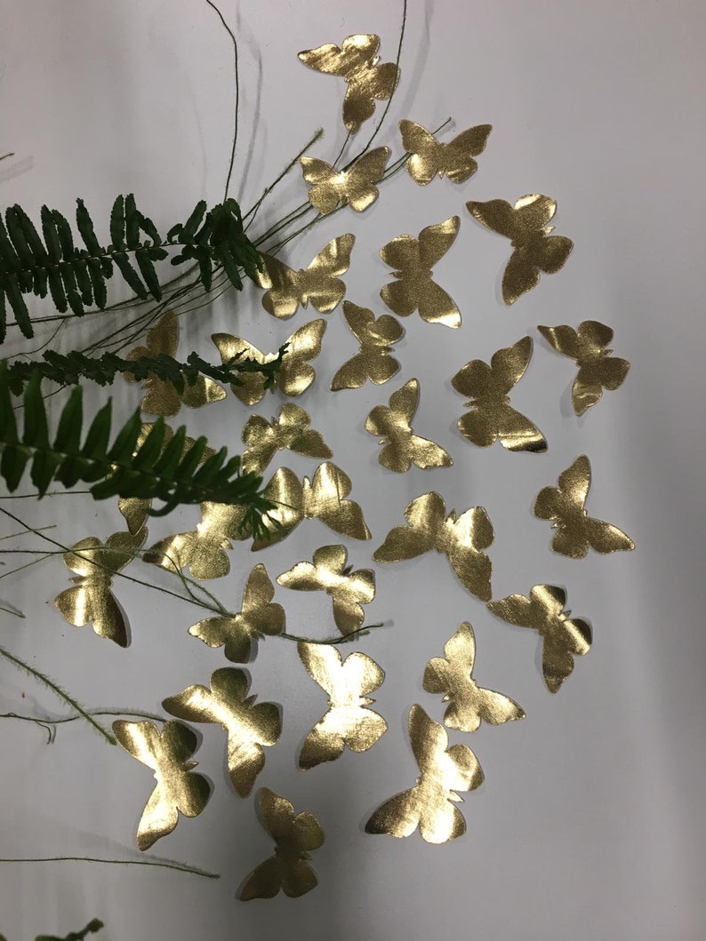 Stiffed fabric gold butterflies 10 pcs fabric butterfly wings Stiff flat BRIDAL FABRIC PETALS 3d embellishment Appliques Handmade wedding image 9