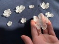 cut fabric flowers 25pcs Stiff 3D silk organza satin Petals 3d petals BRIDAL lace, embellishment, Appliques Handmade wedding dress, code:iSp product logo