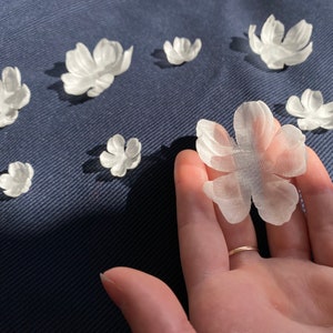 Fabric Flower Bundle Woodland Fairy or Mermaid Inspired Craft Flowers  Nursery or Schoolroom 3D Flower Pack Ribbon, Chiffon, Organza 