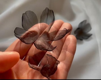 cut fabric flowers 25pcs Stiff 3D silk organza satin Petals 3d petals BRIDAL lace, embellishment, Appliques Handmade wedding dress, code:iSp