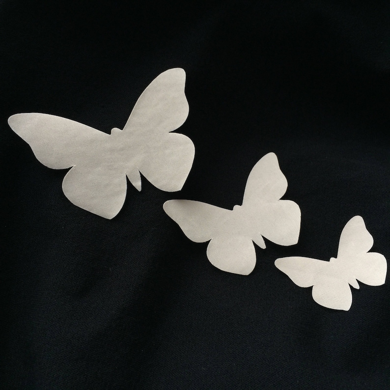 Stiffed fabric gold butterflies 10 pcs fabric butterfly wings Stiff flat BRIDAL FABRIC PETALS 3d embellishment Appliques Handmade wedding image 3