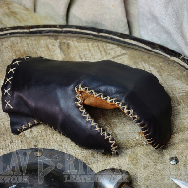 Leather Viking Glove for FULL CONTACT FIGHT, Steel Plates & Genuine Leather Cover, Covered Glove