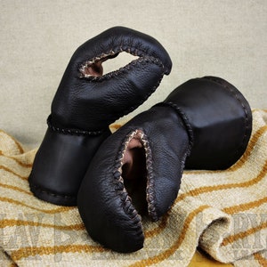 Leather Viking Glove for FULL CONTACT fight, Steel Plates & Genuine Leather Cover, Covered Glove with steel plates and steel cuff, SCA