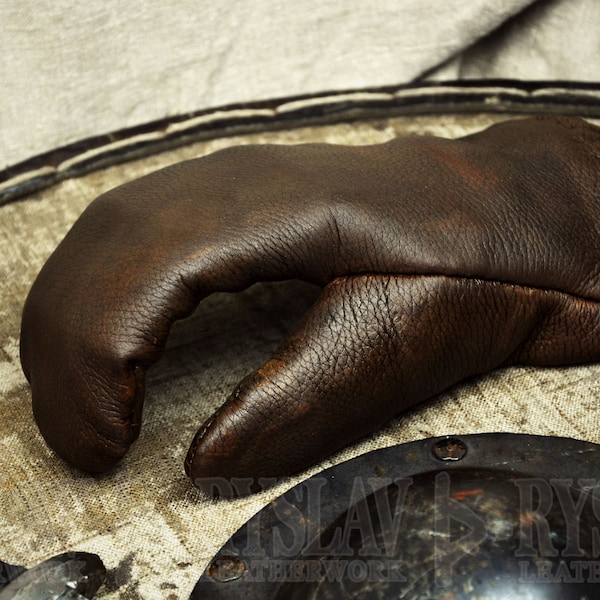 Leather Viking Glove for FULL CONTACT FIGHT, Steel Plates & Genuine Leather, Iceland Covered Glove