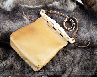Bolso HANDLE de cuero vikingo, bolso Hedeby Haithabu, recreación medieval temprana / vikingo / LARP, tamaño grande, tipo 2