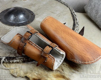 Vambrace de combate vikingo de cuero para LUCHA DE CONTACTO COMPLETO, cuero genuino reforzado, liso con hebillas forjadas a mano