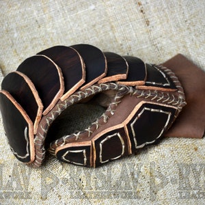 Wikinger-Handschuh aus Leder für VOLLKONTAKTKAMPF, verstärktes Echtleder, Handschuh mit Dach dark brown