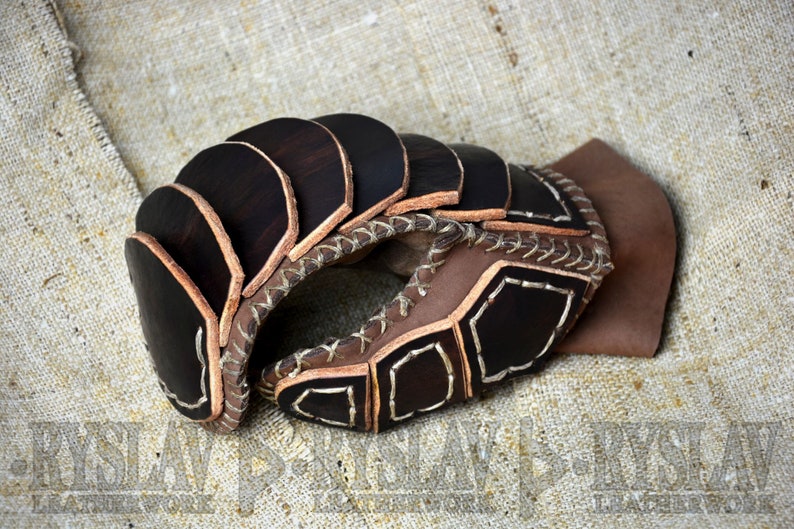 Wikinger-Handschuh aus Leder für VOLLKONTAKTKAMPF, verstärktes Echtleder, Handschuh mit Dach dark brown