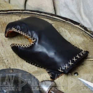 Guante vikingo de cuero para LUCHA DE CONTACTO COMPLETO, placas de acero y cubierta de cuero genuino, guante cubierto imagen 6