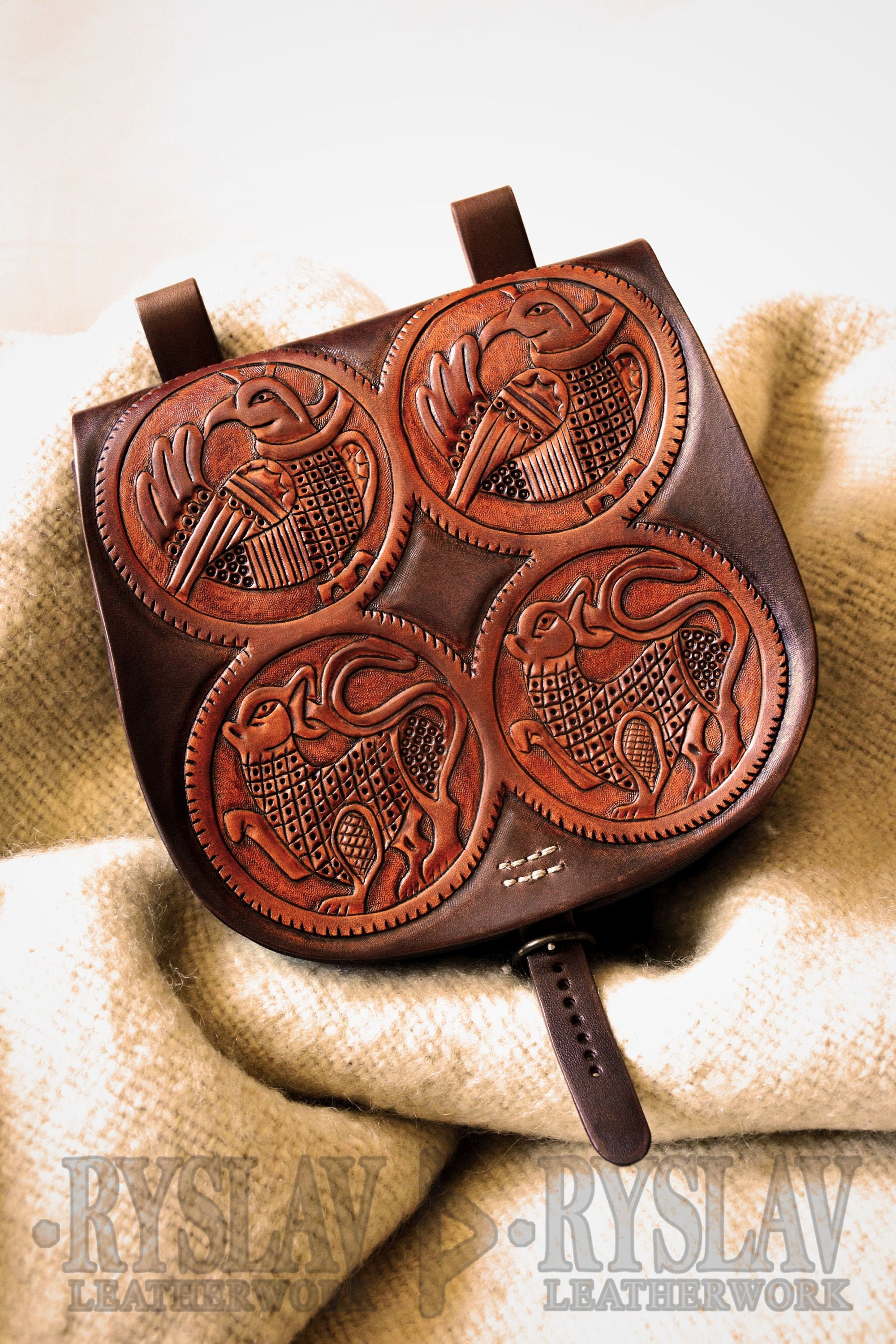 Early Medieval Leather BELT POUCH Bag Historically Inspired