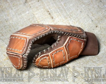 Leather Viking Glove for FULL CONTACT FIGHT, Strengthened Genuine Leather, Plated Glove