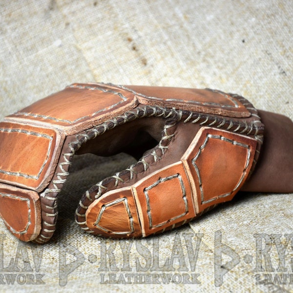 Leather Viking Glove for FULL CONTACT FIGHT, Strengthened Genuine Leather, Plated Glove