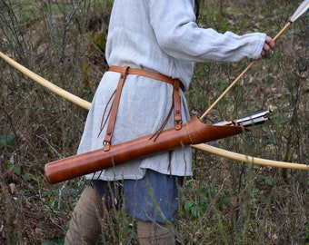 Carcaj de cuero medieval temprano vikingo para flechas, tiro con arco tradicional, carcaj de tiro con arco con cuello, recreación / vikingo / LARP