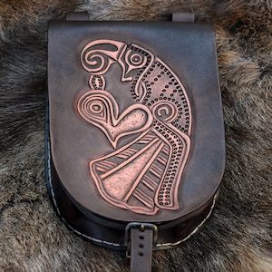 Early Medieval Leather BELT POUCH Bag, Historically Inspired Carving ...