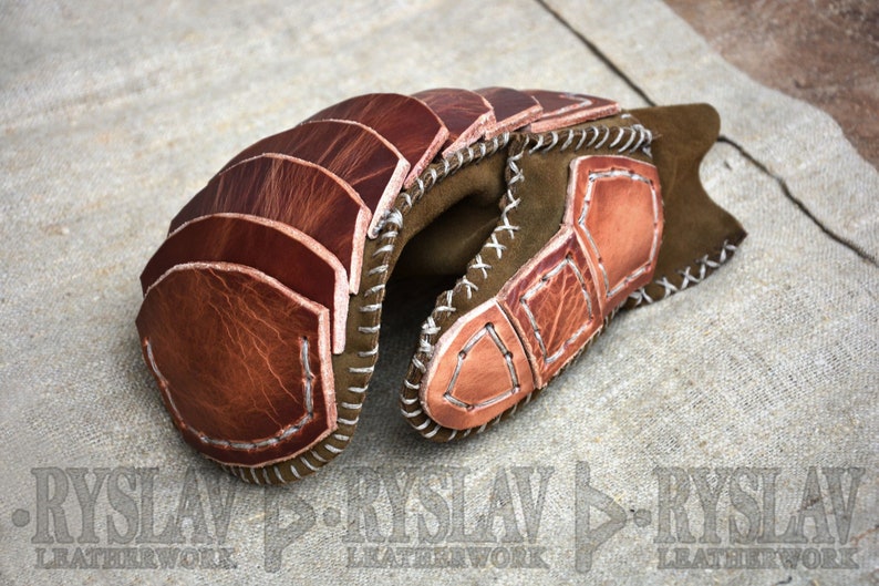 Wikinger-Handschuh aus Leder für VOLLKONTAKTKAMPF, verstärktes Echtleder, Handschuh mit Dach natural/light brown