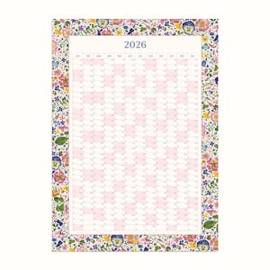 Planificador de pared floral 2026: Diseño de flores prensadas (50 x 70 cm)