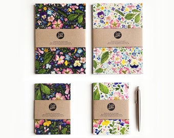 Floral Notebook Set: Recycled A5 & A6, Pressed Flower Design