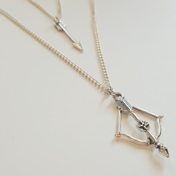 Tibetan Silver Bow and Arrow Double Layered Necklace